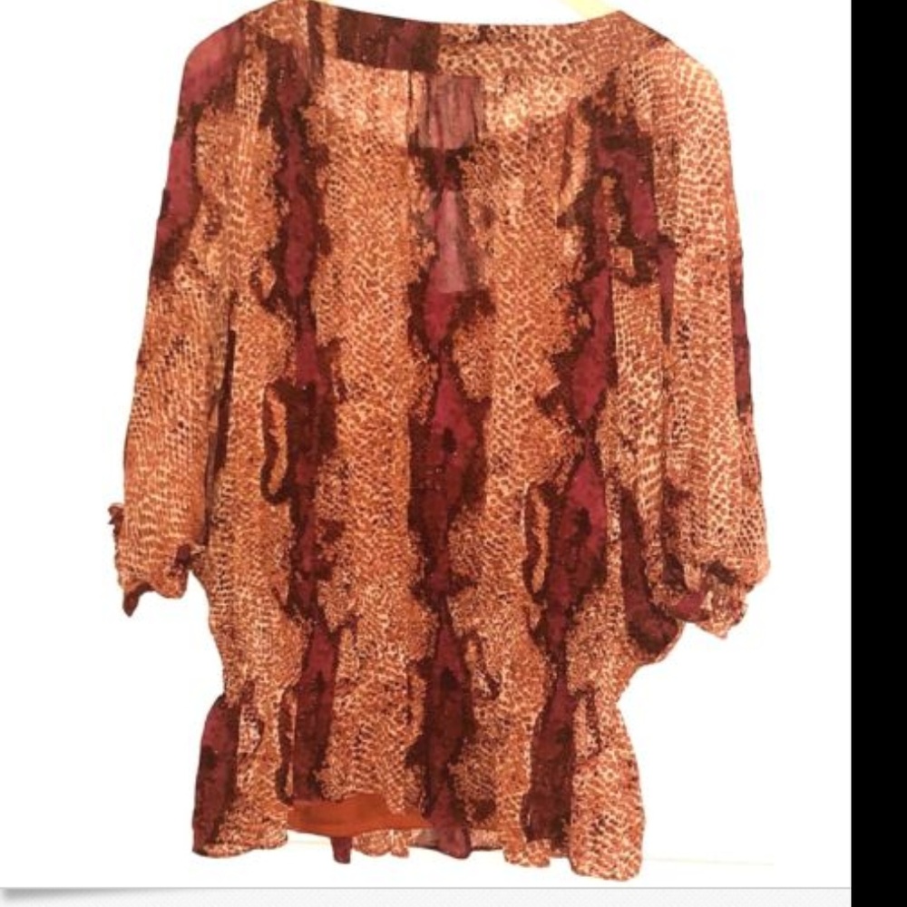 ADIVA Women's XL Sheer Layered Blouse Cami Inset